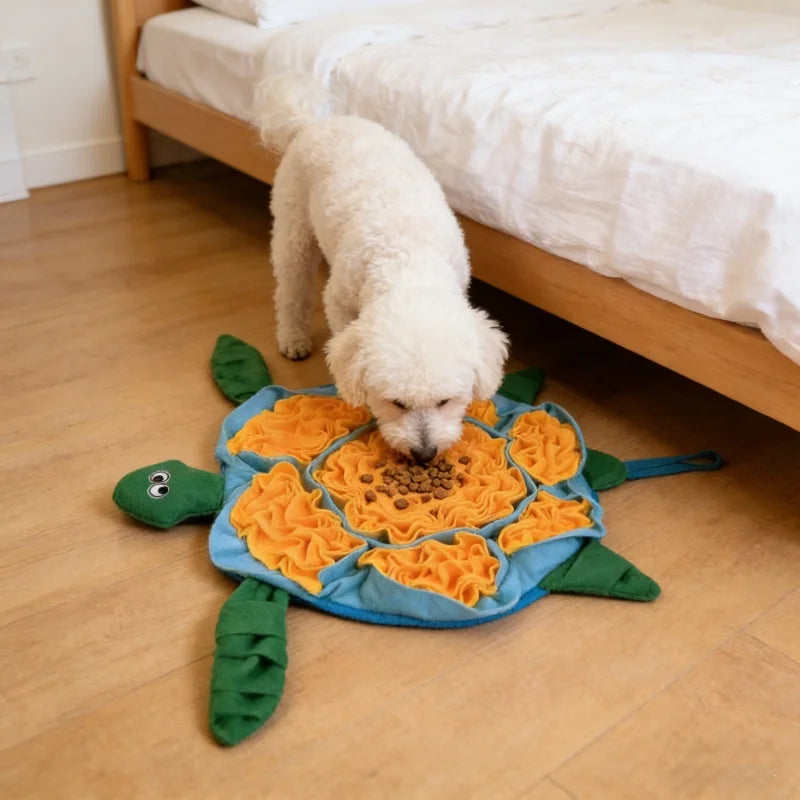 BOOTEELY Pet Sniffing Mat Turtle Design.  Dog Puzzle Feeder, Washable. Foraging Pad for Boredom & Anxiety Relief