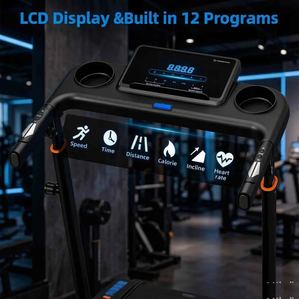 3-Level Adjustable Height Folding Treadmill,3.0HP Brushless Motor,Low Noise Below 45dB,15% Auto Incline,Quiet Shock Absorption Indoor Running Machine