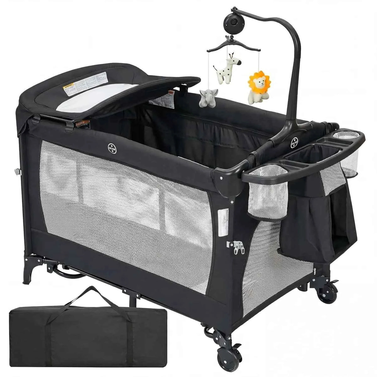 5-in-1 Playard for Babies with Bassinet, Changing Station, Portable Crib & Playpen, Breathable Mesh, Firm Mattress & One-Hand Fold