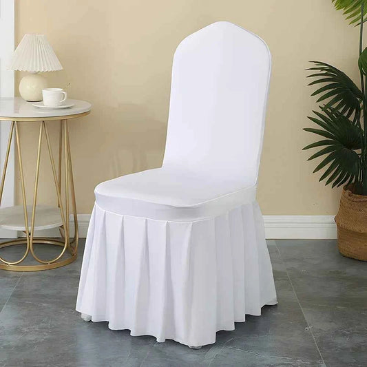 50/100pcs Pleated Skirt Spandex Chair Cover. Hotel Banquet, Party Events, Wedding Decoration. Dining Room Seat Protector Covers