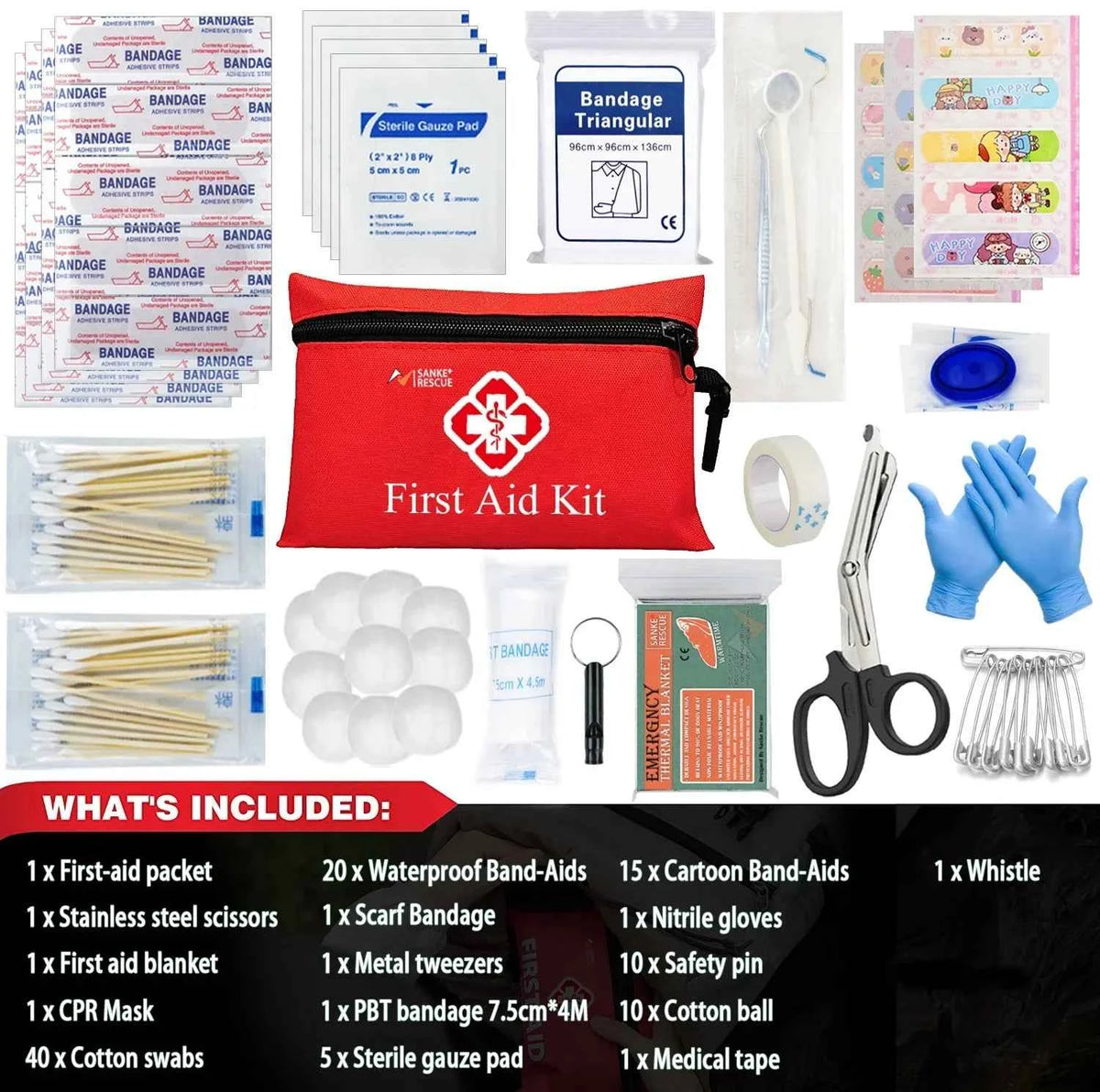 Complete Portable Emergency Medical First Aid Kit Bag. Storage Box For Household, Outdoor, Travel, Camping Equipment, Medicine
