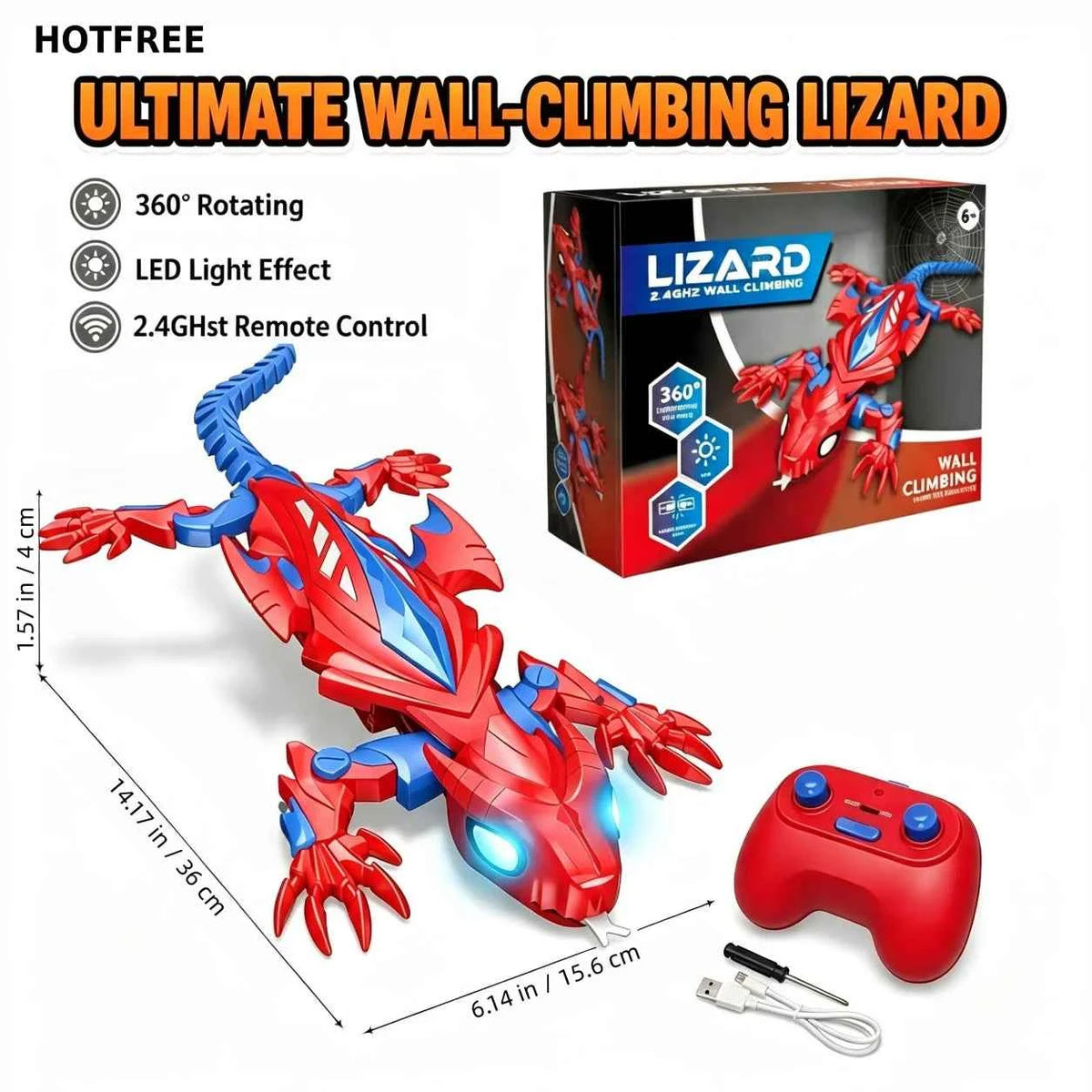 Hotfree Wall Crawler Gecko Lizard, Rechargeable Remote Control Robot Kids Toys, Spider RC Wall Climbing Toys