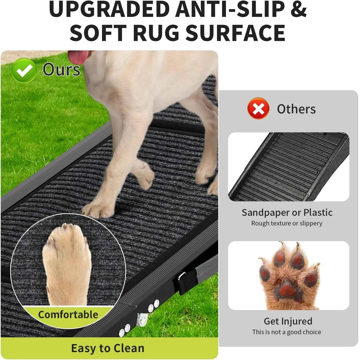 Folding Pet Ramp For Large Dogs With Non-Slip Surface. Portable Outdoor Car Ramp Up to 250 LBS