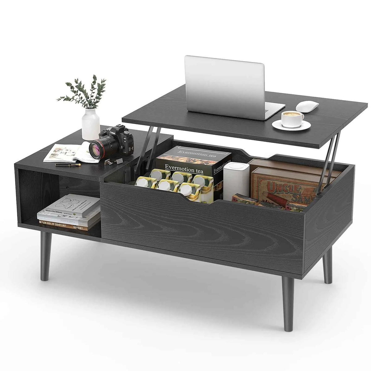JHK Lift Top Tables For Living Room 39.37"x19.7"  Wood Dining Tables. Adjustable Storage Shelf, Easy Lift Or Lower