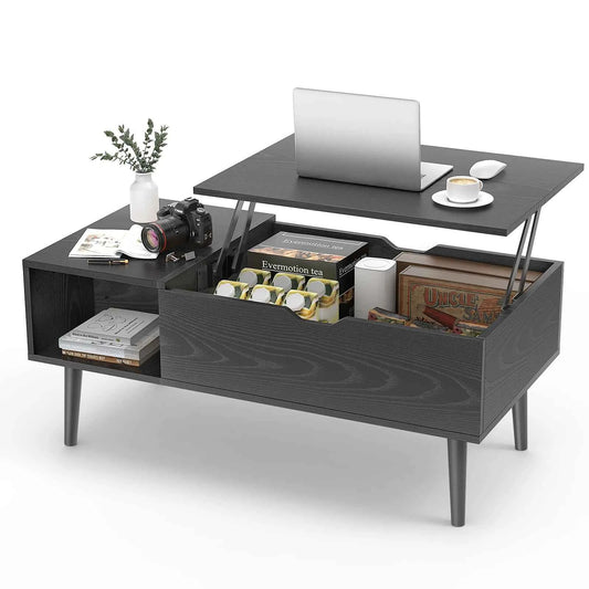 JHK Lift Top Tables For Living Room 39.37"x19.7"  Wood Dining Tables. Adjustable Storage Shelf, Easy Lift Or Lower