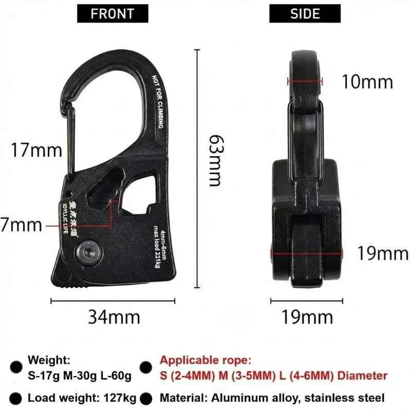 1×Aluminum Alloy Tent Rope Tensioner. Stainless Steel. Self Lock Rope Adjuster 2-10mm. Anti-Slip Tarp Tightener. Outdoor Accessories
