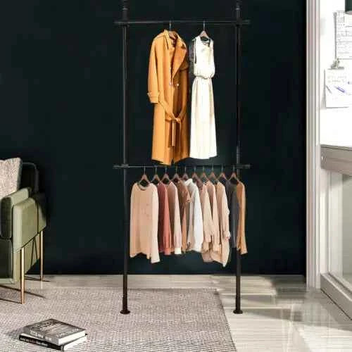 Garment Rack Clothes Storage Hanger Organizer Ceiling Top & Floor Metal Closet