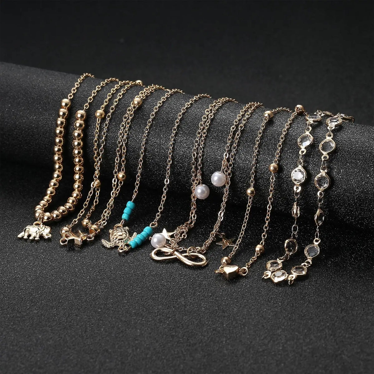 20Pcs Ankle Bracelets for Women, Waterproof Summer Beach Anklets, Boho Cute Charm Anklets, Layered or Stackable Women's Anklet Bracelets Set. Non Tarnish Foot Jewelry