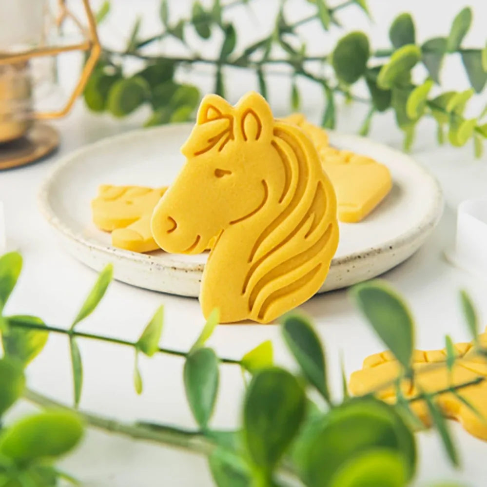 Cartoon Horse Cookie Mold Stamp. New Year Cookie Cutters, Biscuit Mold, Kitchen Baking Pastry Bakeware. DIY Tools