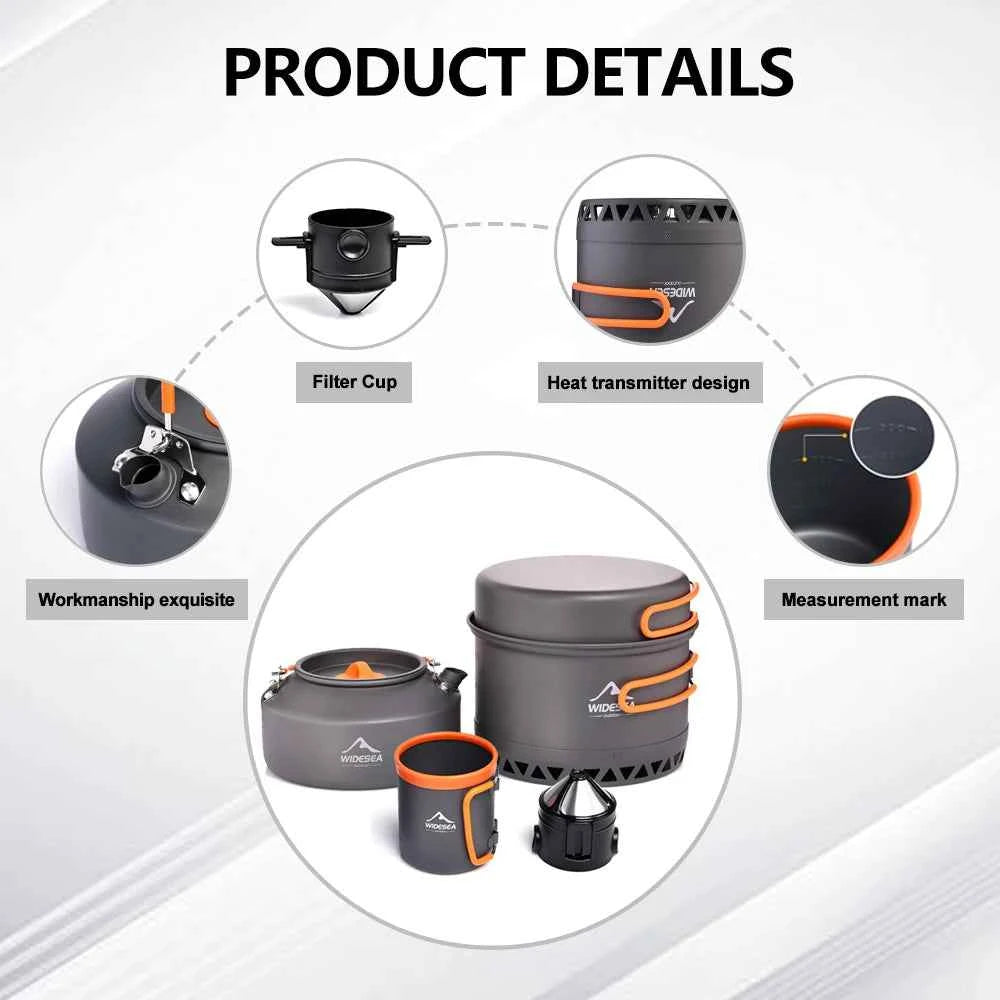 Camping Tableware, Outdoor Cookware, Set Pots,l Tourist kettle, coffee cup,  filte Kitchen Equipment, Gear, Utensils, Hiking, Picnic, Travel