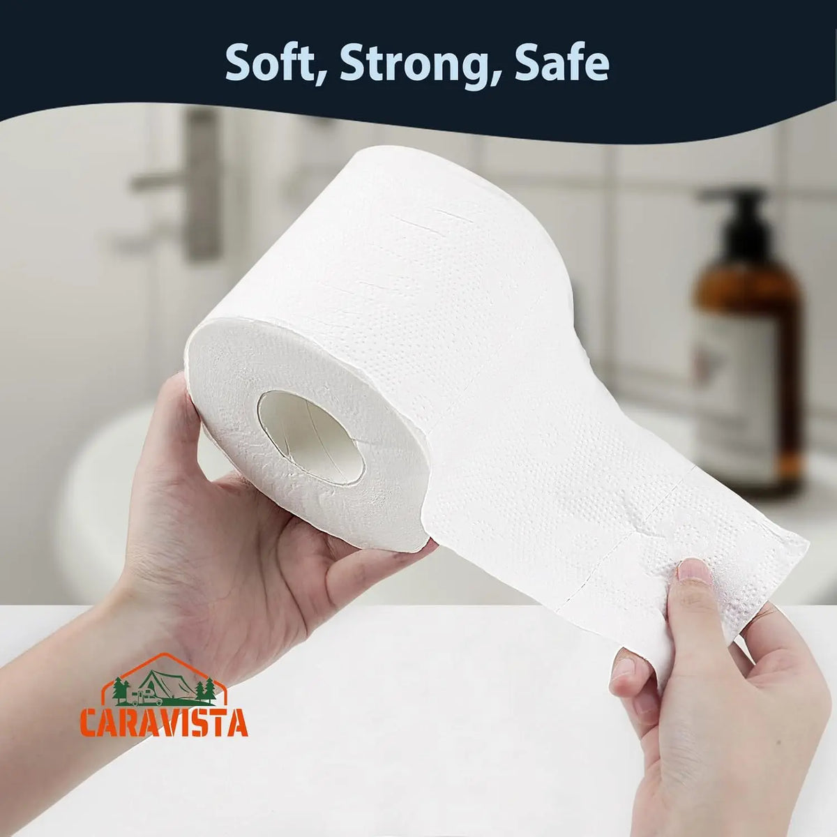 RV Camping Toilet Paper - 4 Rolls Rapid-Dissolve Marine & Trailer Septic Safe Tissue - Biodegradable 3-Ply 290 Sheets Bath Tissue for Marine, Travel, and Camper Systems