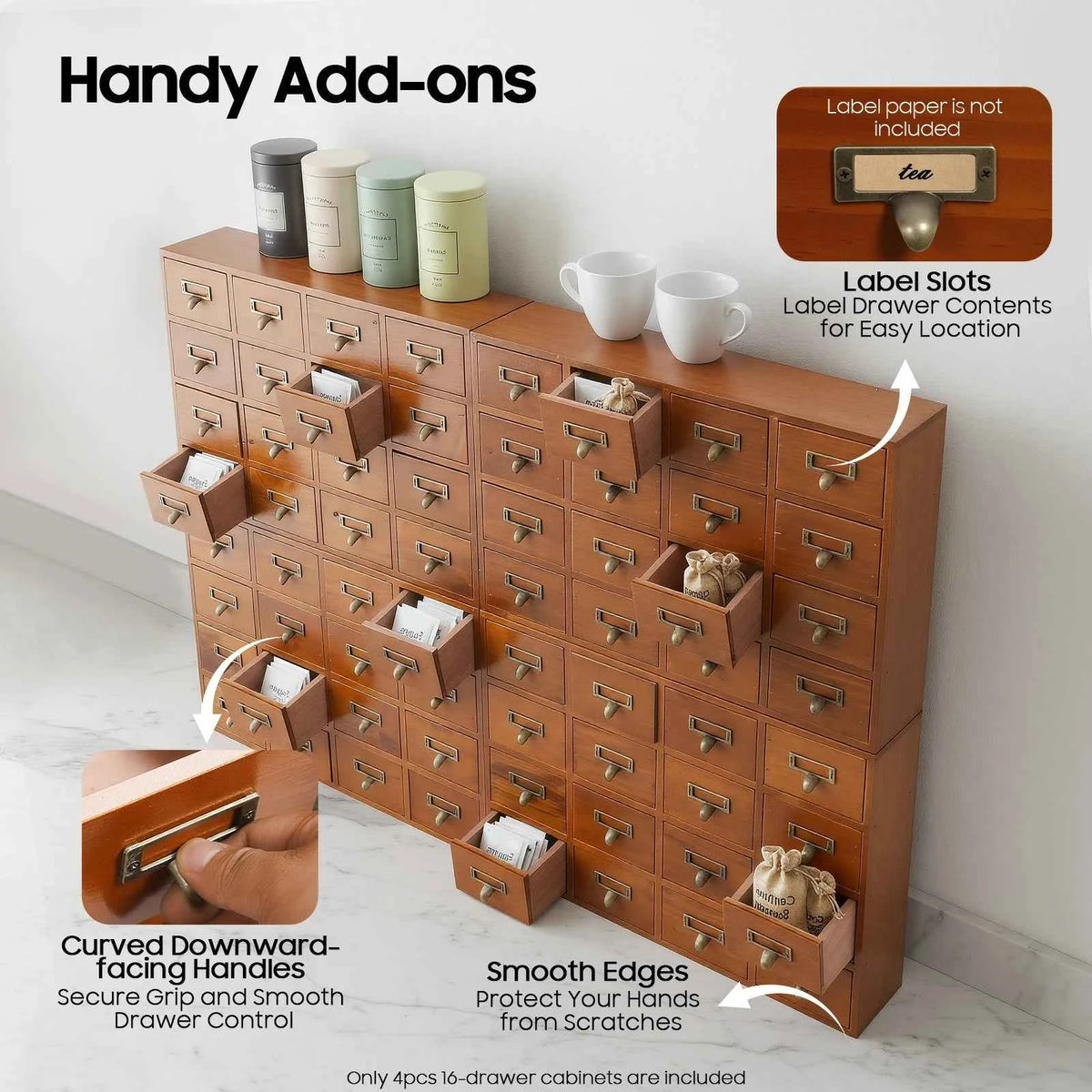 64 Drawer Storage Cabinet Pine Wood Tabletop Organizer Box for Home Office Craft Supplies Organization