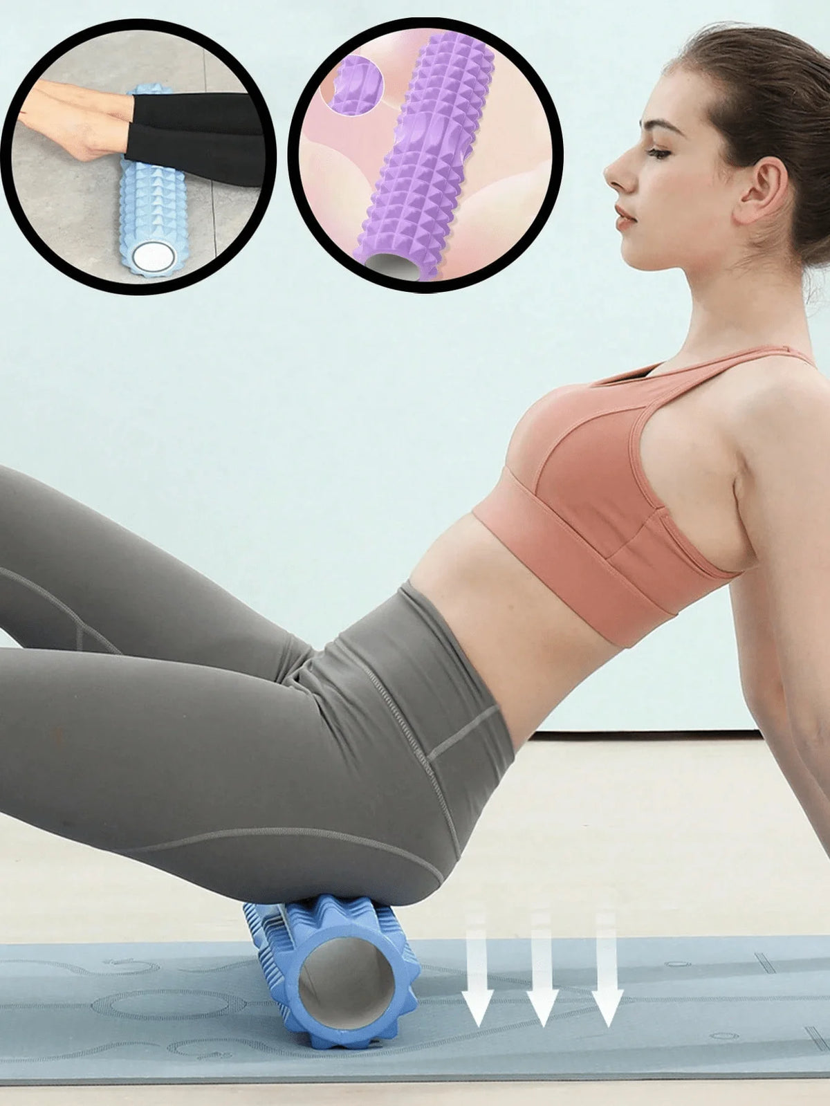 1pc Pink Foam Yoga Massage Roller, For Muscle Relaxation And Flexibility Training - Textured Surface For Deep Tissue Massage, Ideal For Yoga, Pilates And Fitness.