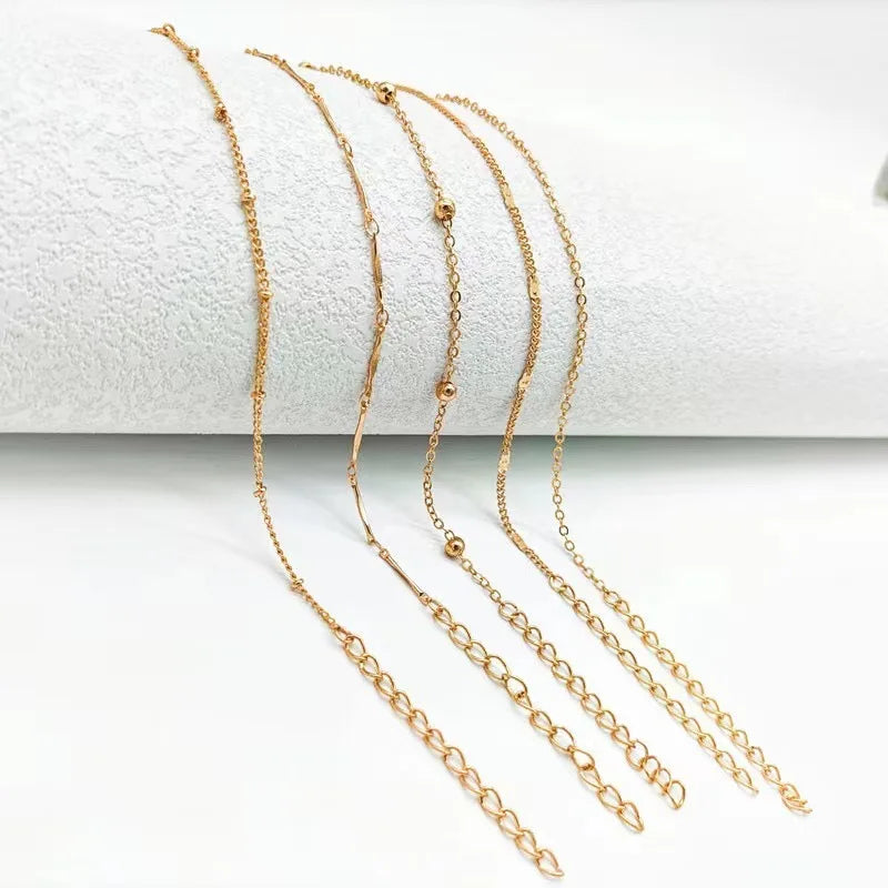5 Pcs /set Silver plated Stainless Steel Anklet for women, men. Summer Beach Bracelet Accessories.