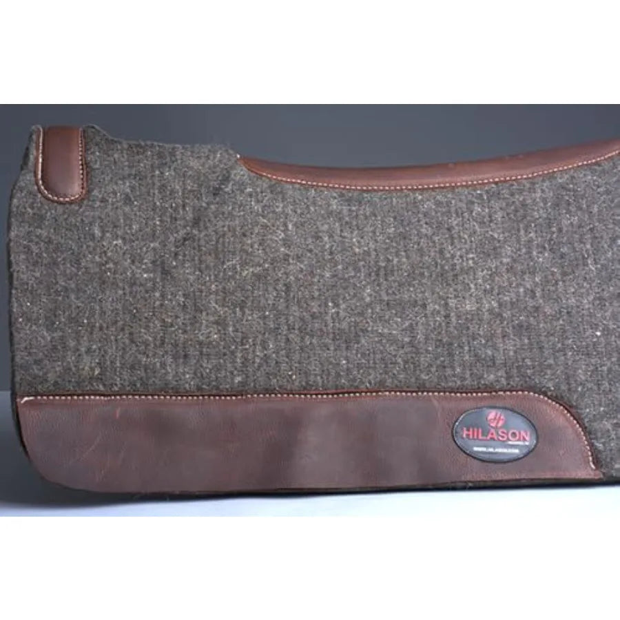 Western Wool Felt Horse Saddle Pad with Distressed Wear Leather for Horses. USA-made, Brown, Breathable, & Durable