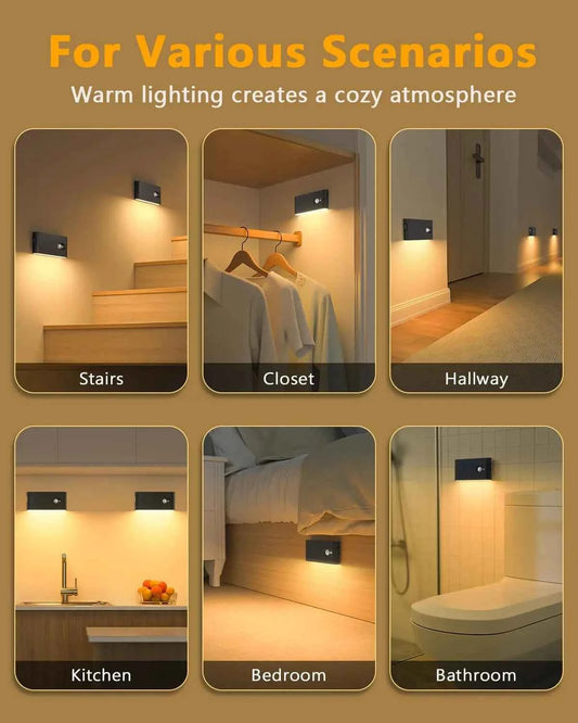 WILLED Motion Sensor, Wireless Indoor Stair Lights. Battery Rechargeable Night Lights for Stairway, Hallway, Kitchen ,Cabinet, Bedroom