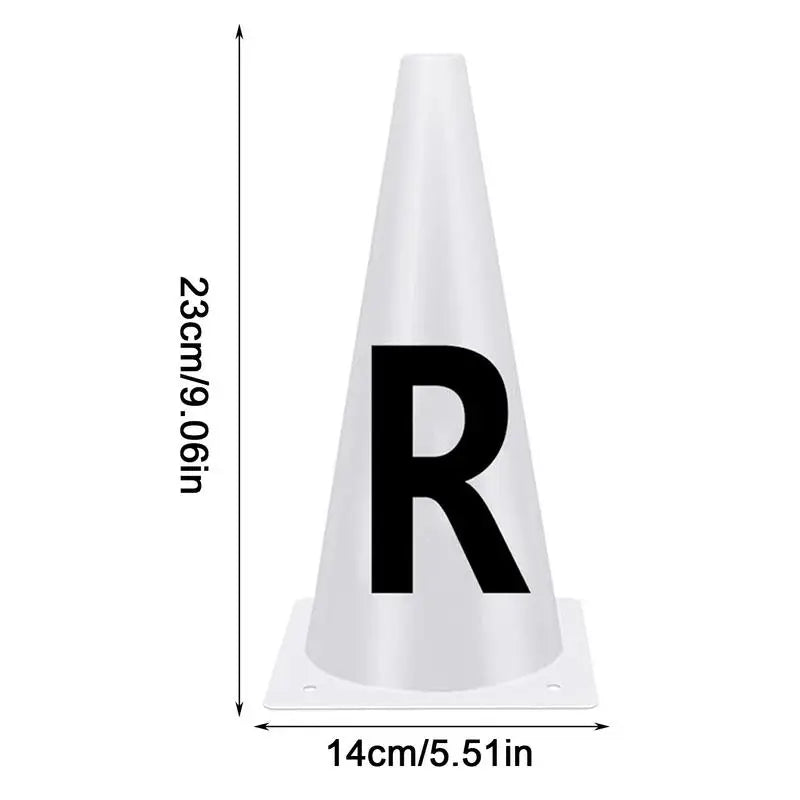Horse Training Equipment. Portable White Dressage Letter Cone Set.  Stackable Sports Training Cone