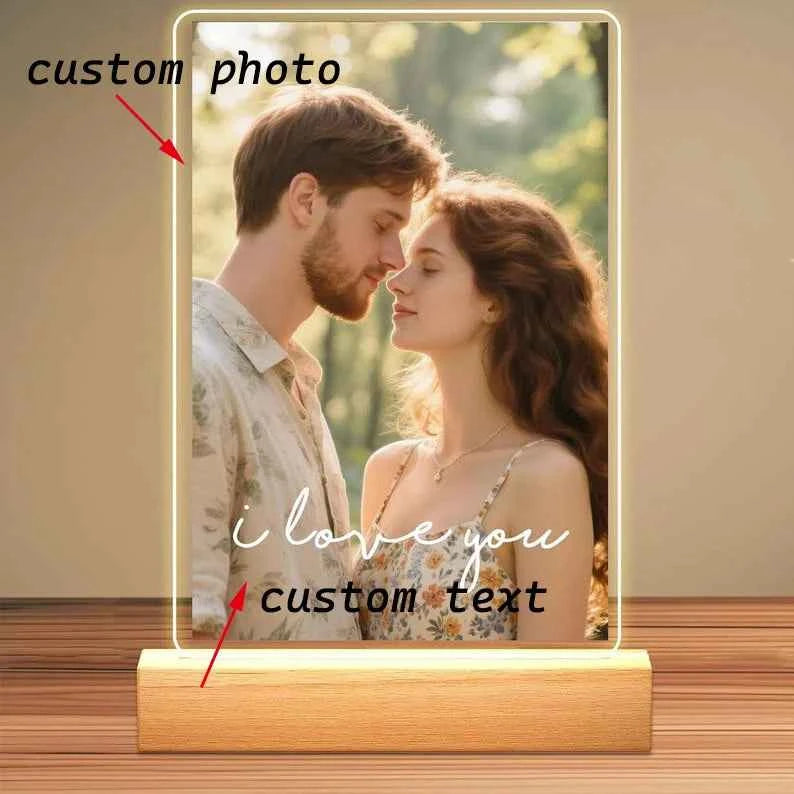 Custom Couple Acrylic Plaque With Picture Frame. Personalized Photo Frame for Anniversary, Wedding, Couple Romantic Keepsake Gift