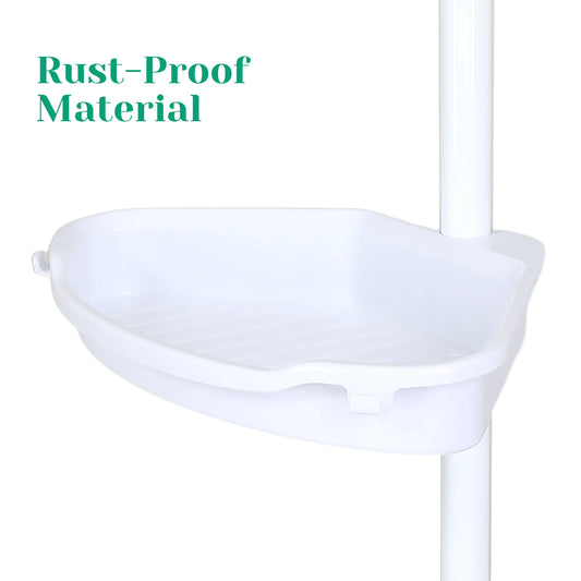 Space-Saving 4-Tier Corner Shower Caddy Tension Pole Organizer – Adjustable Rustproof Storage with Basket Shelves & Towel Bars – Easy Install, Fits 39-113 Inches, White - Myaccessoriesstore