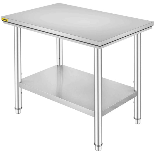 SucceBuy Kitchen Work Bench. Commercial Catering Table.  Worktable with Undershelf Stainless Steel 330LBS 286LBS Restaurant, Home