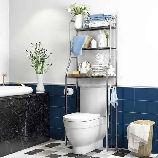 2/3-Tier Freestanding Over The Toilet Storage. Metal Bathroom Shelves with Paper Holder and Removable