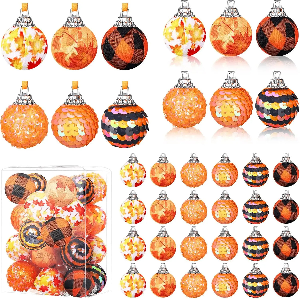 24 Pcs Fall Ball Ornaments 1.18 Inch Mini Thanksgiving Tree Decor