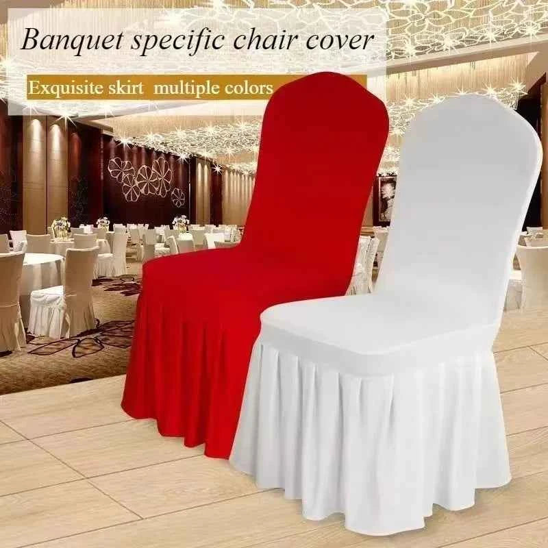 50/100pcs Pleated Skirt Spandex Chair Cover. Hotel Banquet, Party Events, Wedding Decoration. Dining Room Seat Protector Covers