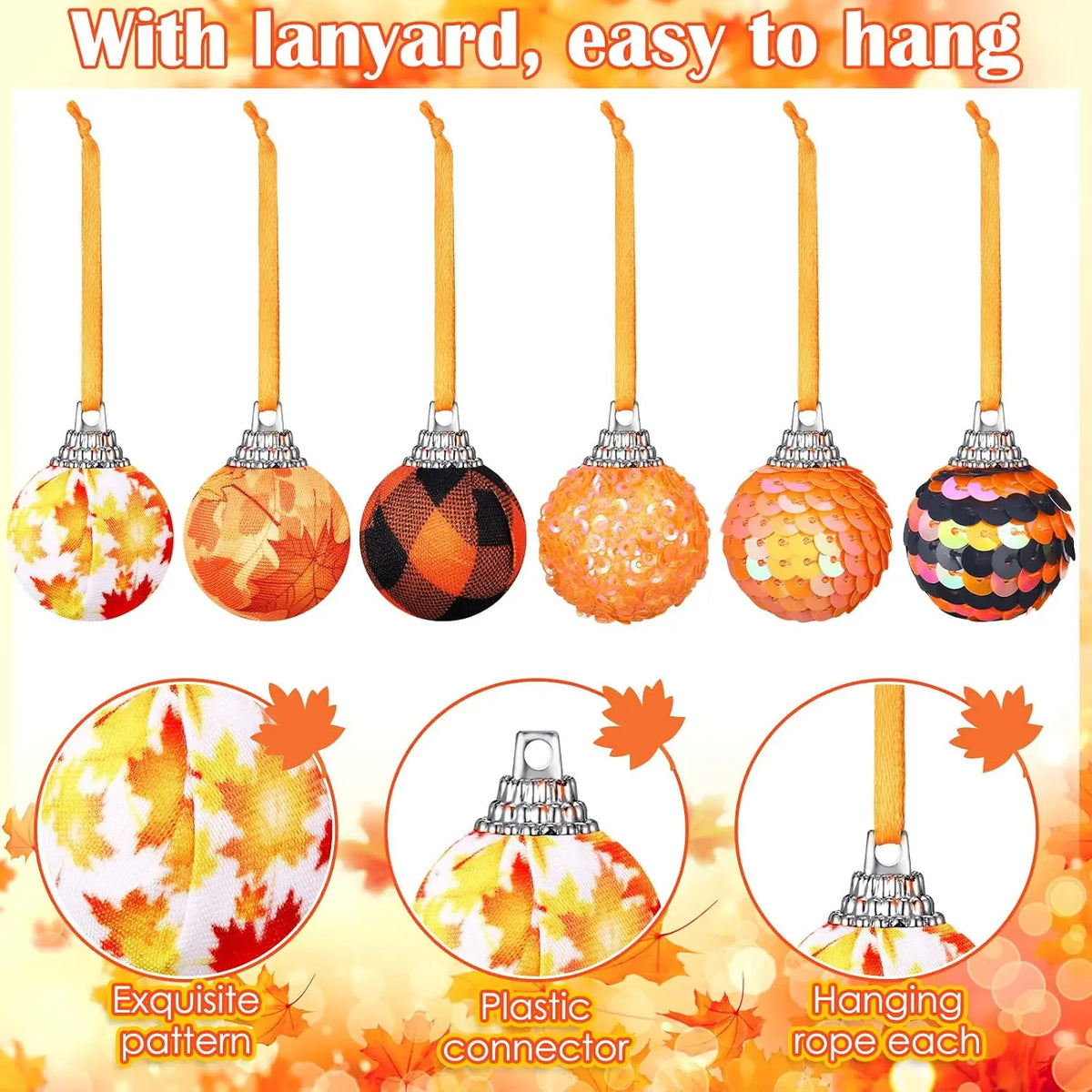 24 Pcs Fall Ball Ornaments 1.18 Inch Mini Thanksgiving Tree Decor