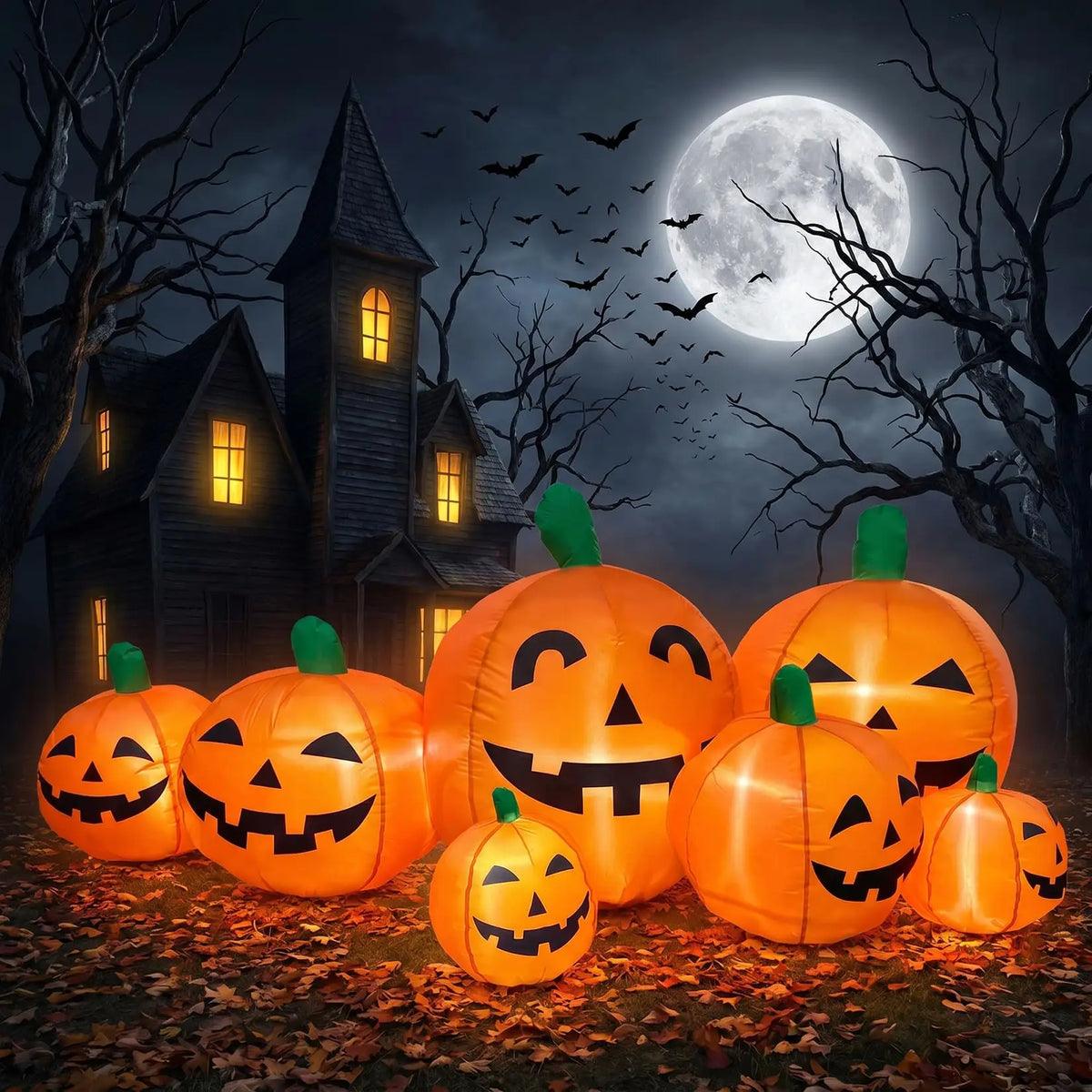 Inflatable Halloween Pumpkin with LED Lights, 7.5ft Outdoor Holiday Yard Decoration for Fall and Thanksgiving, 230cm 0.8A Fan 1000mA Transformer Lawn Festival Display Equipment