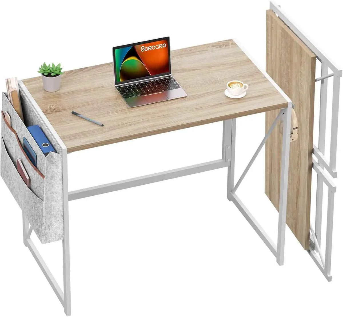 31.5inch Folding  Desk with Headphone Hook & Storage Bag,  Desks for Small Spaces, Bedroom, Apartment, Easy to Fold