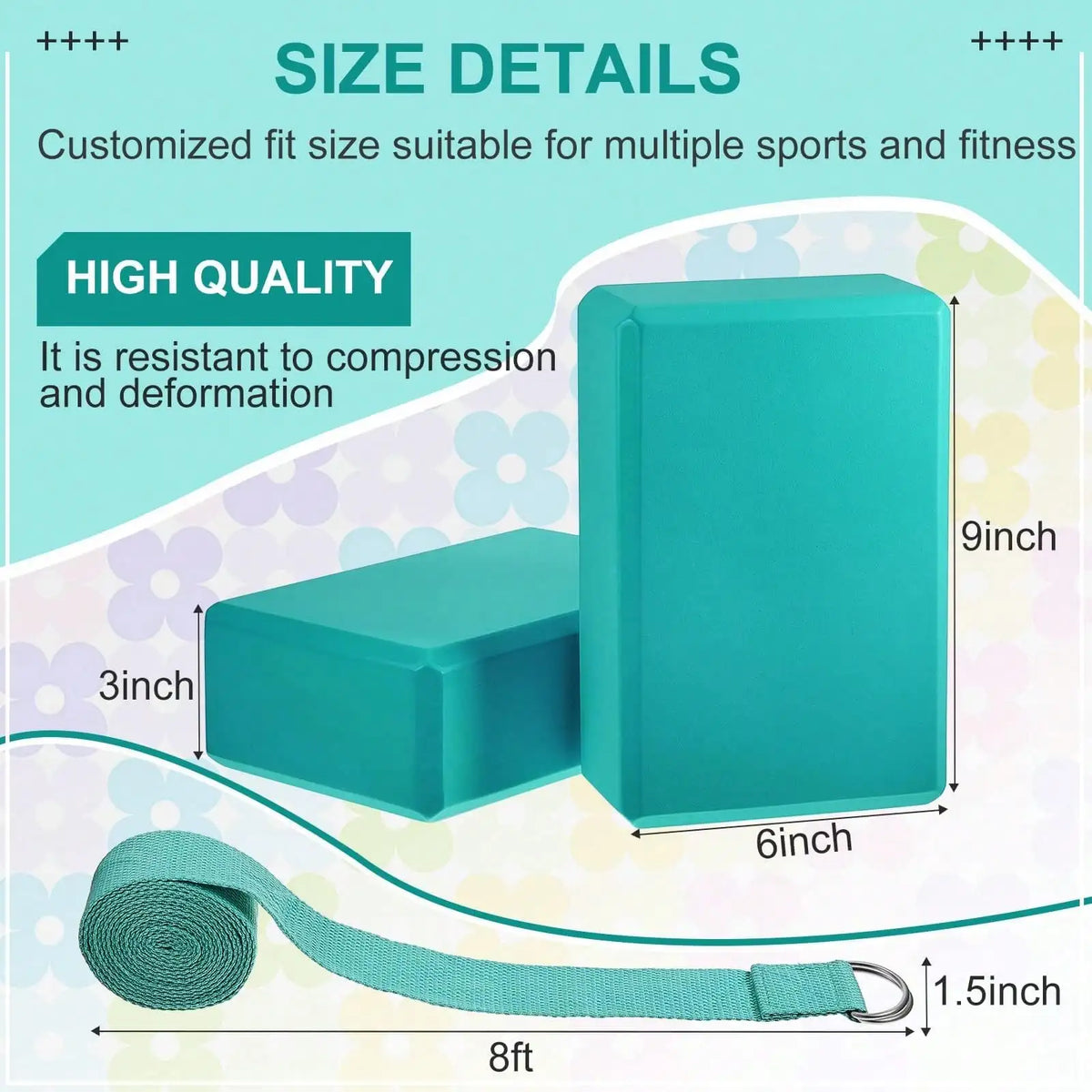 2‑Pack High‑Density Foam Yoga Bricks, Lightweight Support Blocks for Gym, Dance, Fitness, Pilates