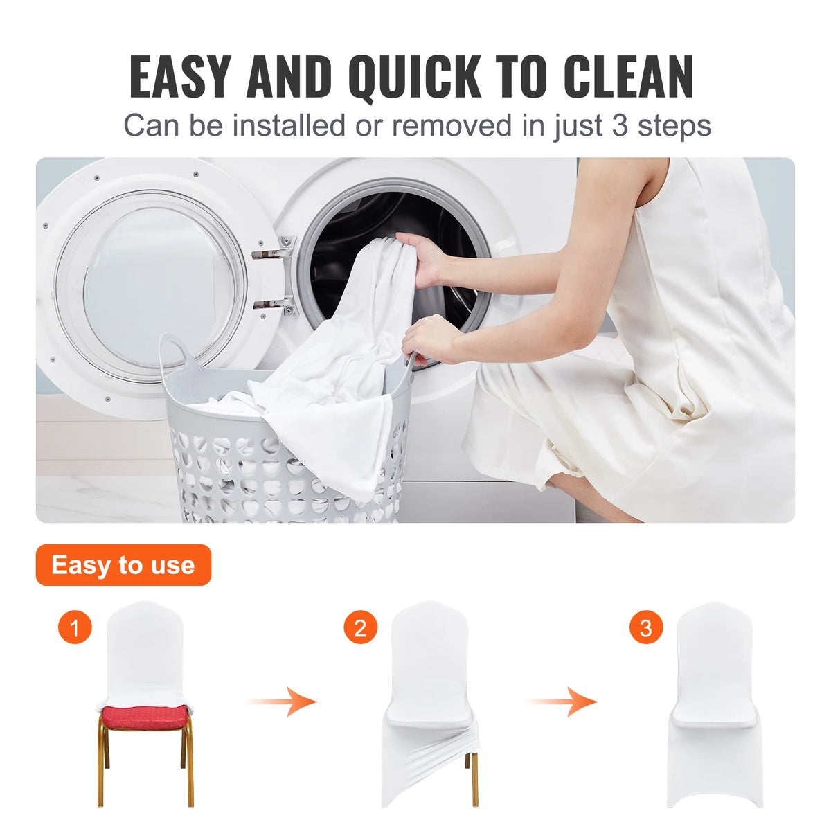 SucceBuy 12/30pcs Spandex Wedding Chair Seat Cover.  Washable Protective Slipcovers. Wedding, Holiday, Banque,t Universal Chair Cover