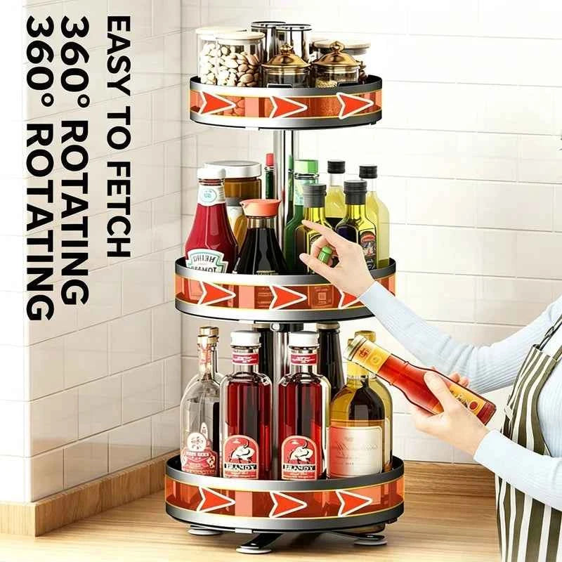 360°Rotatable Spice Storage Turntable Kitchen Organizer Rack Multifunctional Kitchen Accessories For Seasoning Countertop Storag
