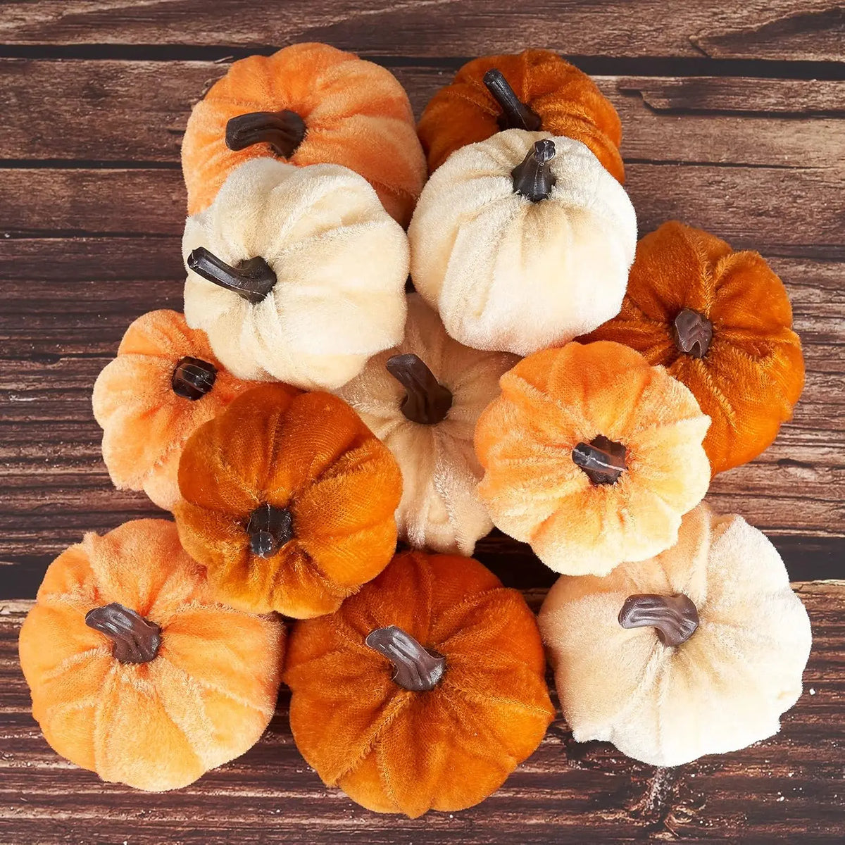 Pumpkin Decor 12pcs of Artificial Velvet. Fall Thanksgiving Decoration