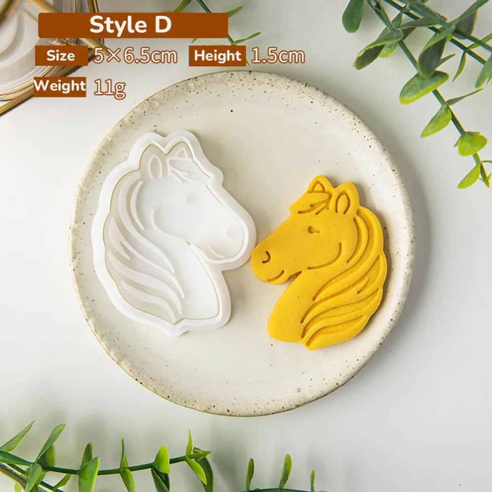 Cartoon Horse Cookie Mold Stamp. New Year Cookie Cutters, Biscuit Mold, Kitchen Baking Pastry Bakeware. DIY Tools