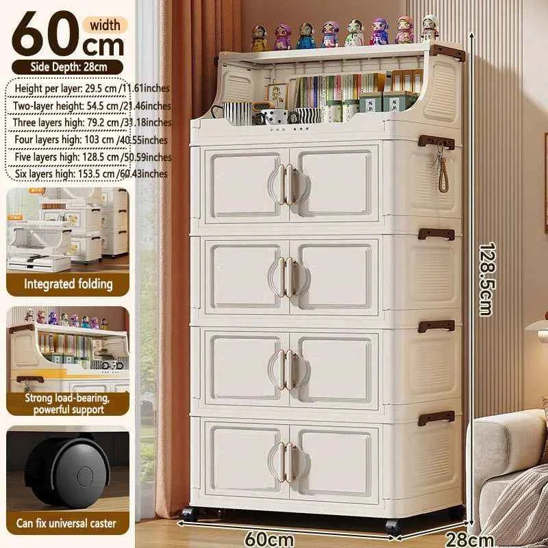 Multi-layer Storage Rack. Plastic Stand. Foldable Floor-standing Cabinet.
