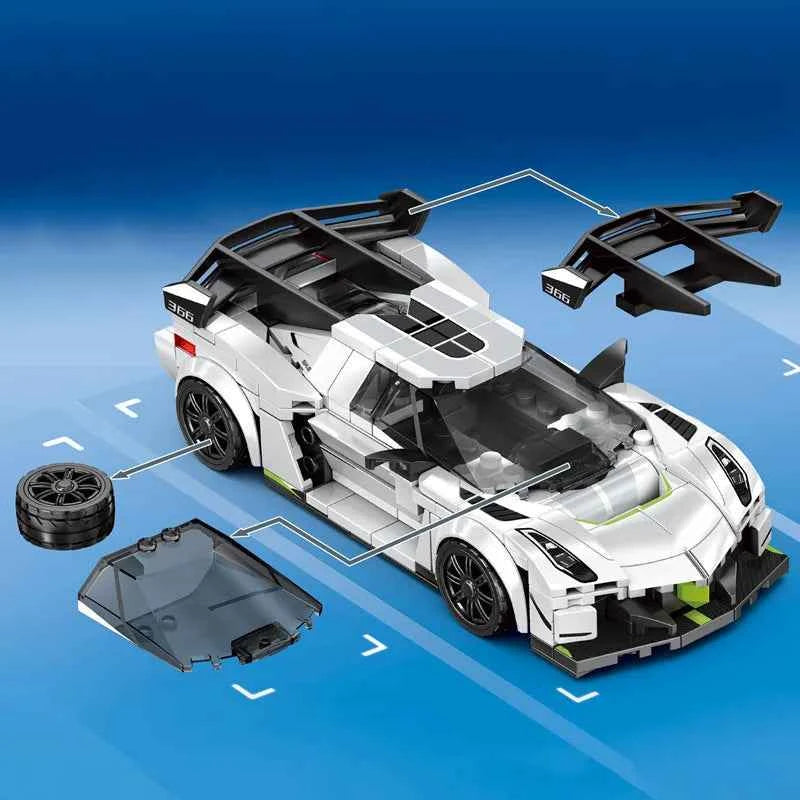 Sports Car Supercar Assembly Building Blocks. MOC Racing Vehicle Model Construction Set .Toys Christmas Gift