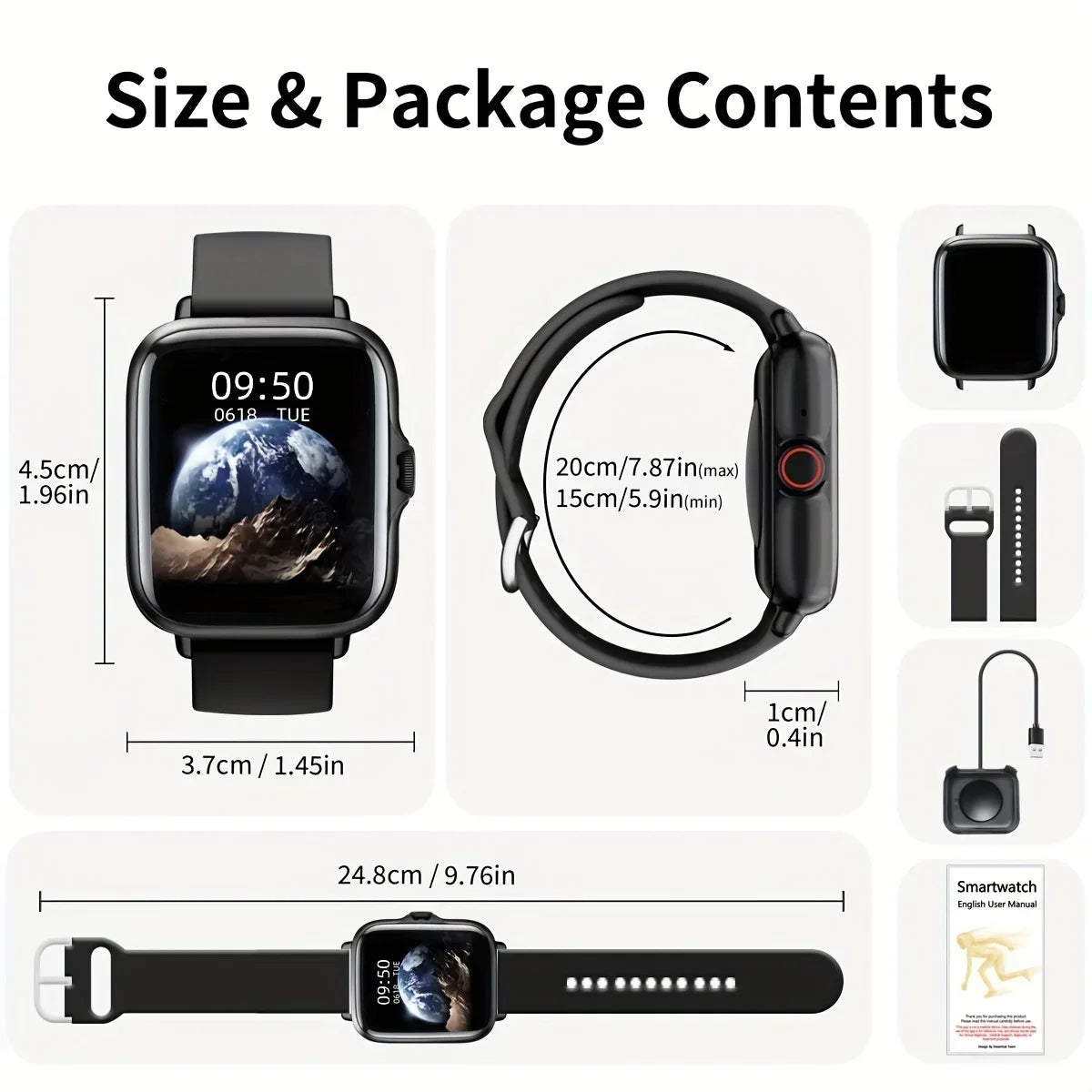 1.83" Full Touch Screen Fitness Activity Tracker Watch, Women/Men Sports Smart Watch, Make/Answer Call Smartwatch, with Multi-Sport Modes, Wireless Call and Answer, Pedometer,  Sport Smart Fitness Watches for Android Phones