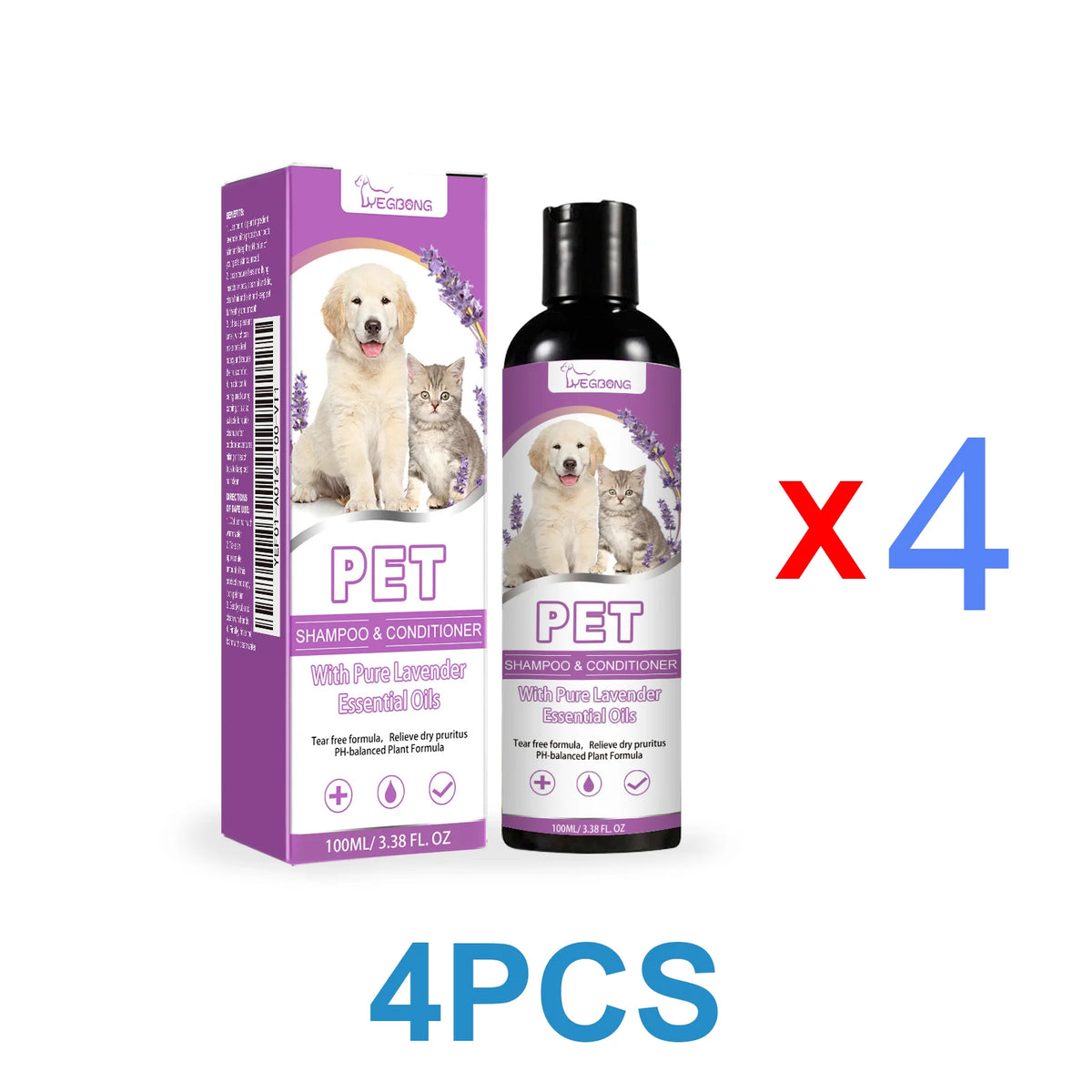 Pet Shampoo Shower Gel, for Dogs or Cats. For Soothing Itchy Animal Skin, makes Hair Smooth & helps with Detangling. Deep Cleaning Coat Care. Natural Shine. Soft Tangle Free, 100ml