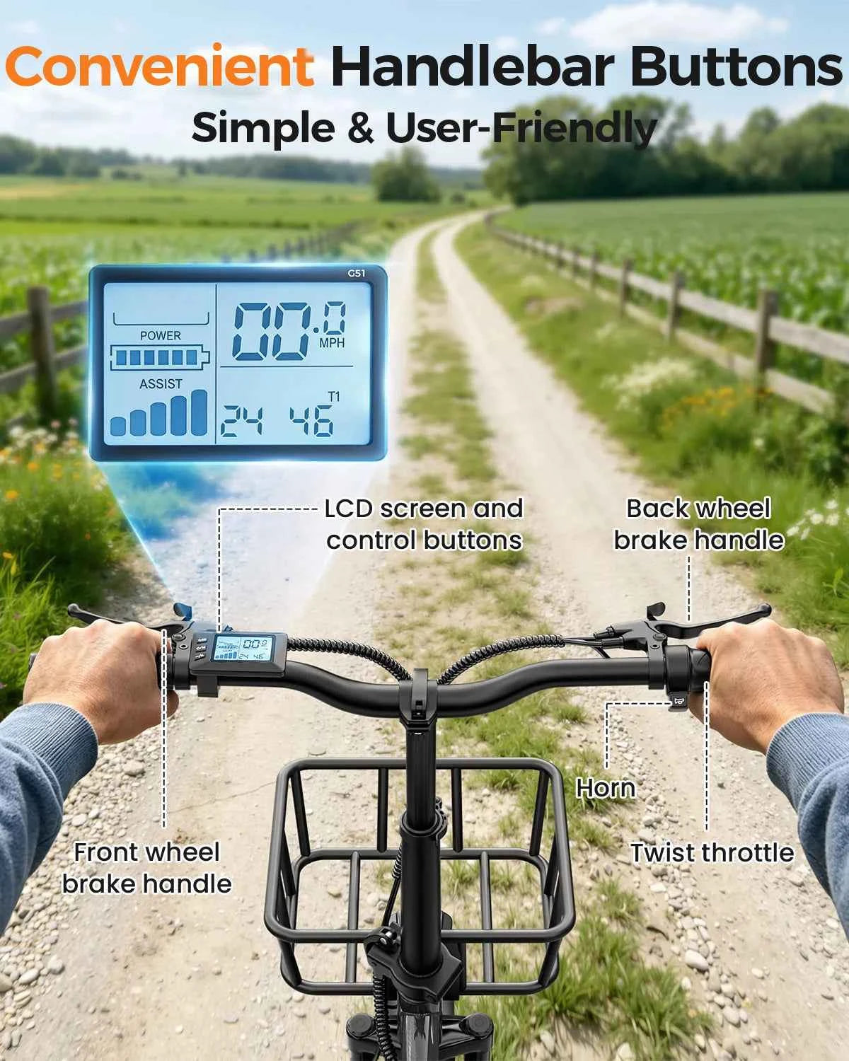 Spacewalk 1200W Peak Electric Trike for Adults, 48V, 15Ah Battery, 3 Wheel Electric Bike with 60 Miles Range, 18×3.0 Fat Tires, Dual Disc Brakes, Rear Cargo Basket, Adjustable Comfort Seat, Folding E Tricycle for Seniors-Bla
