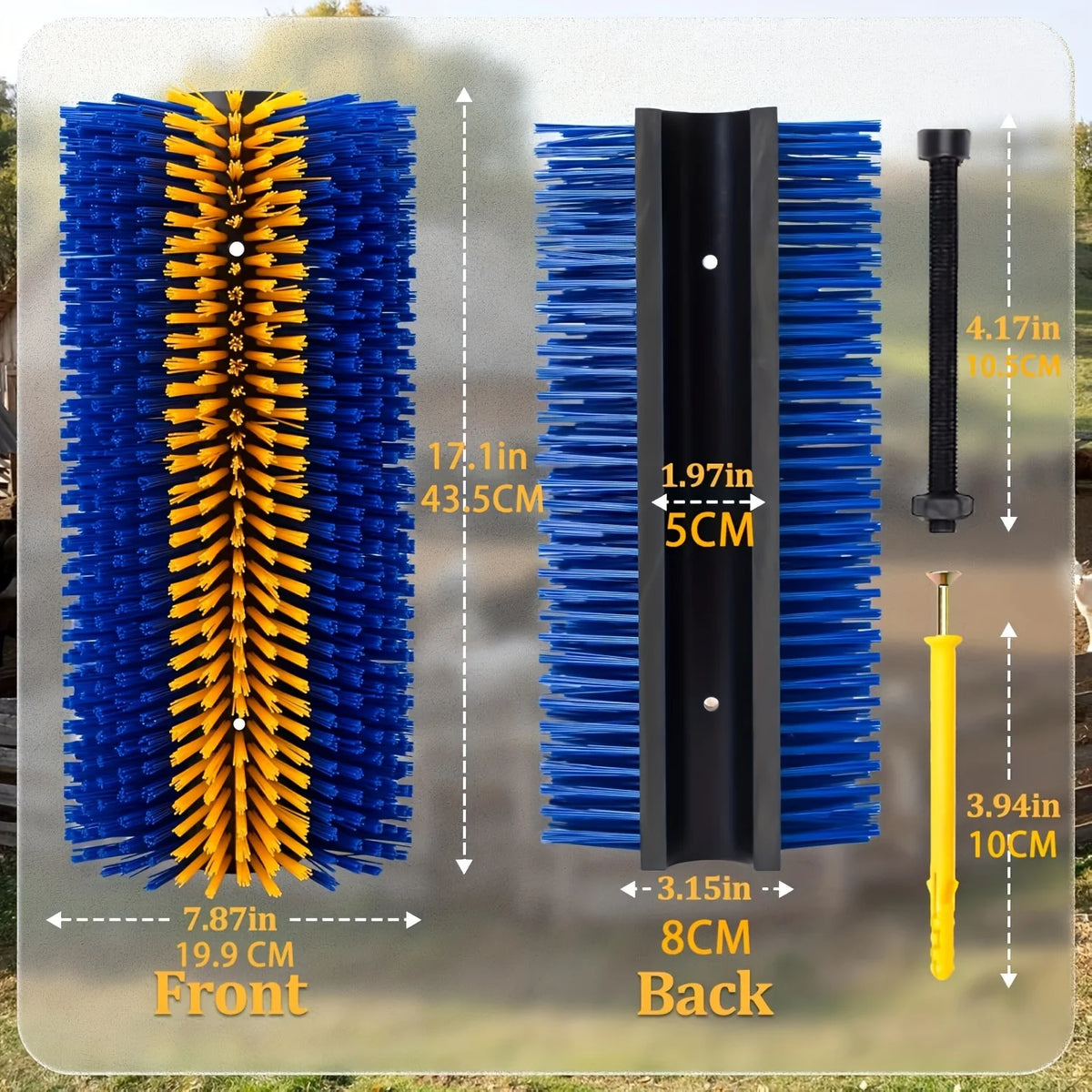 Livestock Scratching Brush - Horse  or Cows Brushes for Grooming and Itch Relief. Equine, Cattle, Goat, Sheep, & Pig Massage Brushes