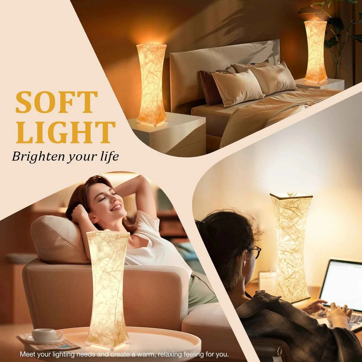 Trinova Table Lamp Set of 2 with 3 Color Temperatures, Modern Lamps.