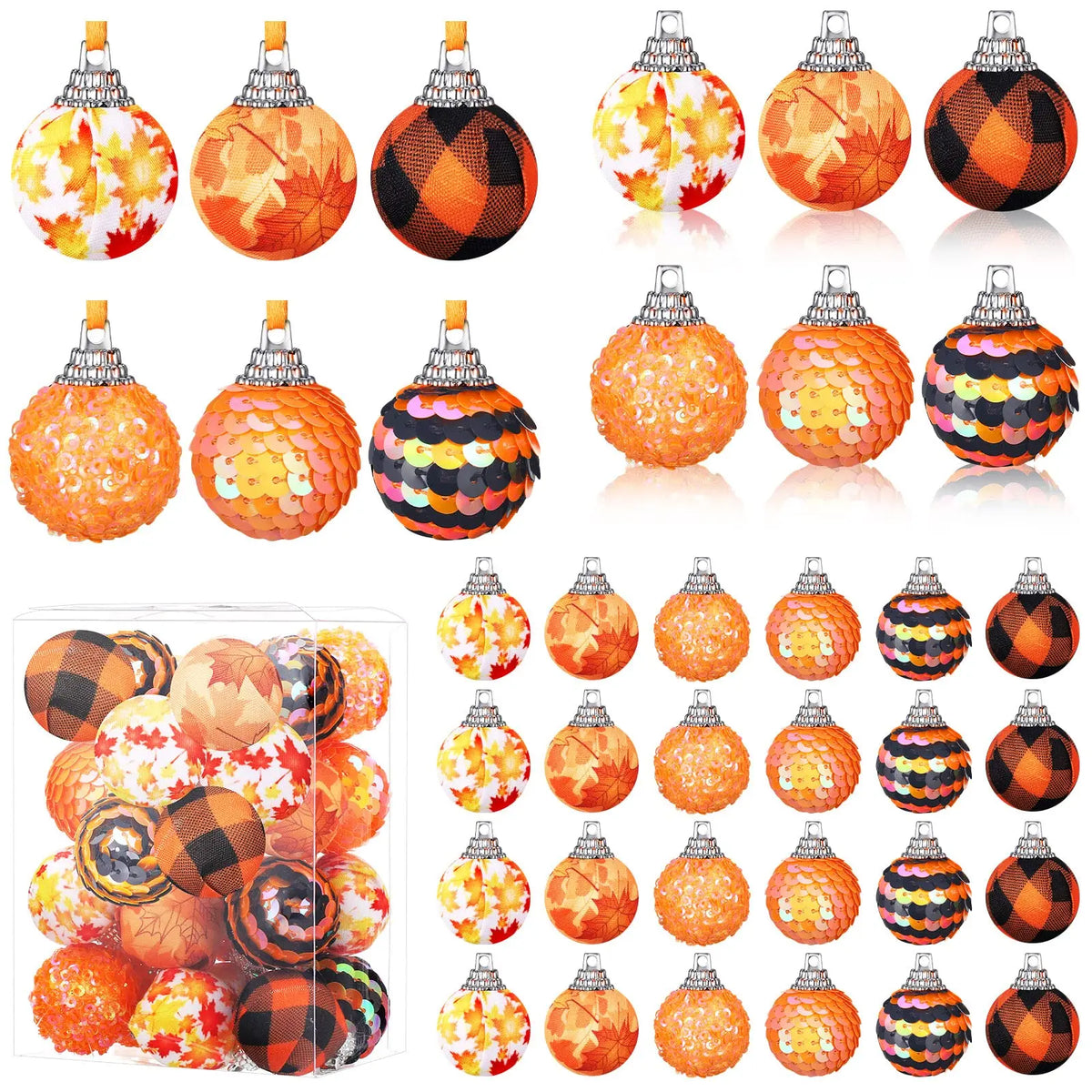 24 Pcs Fall Ball Ornaments 1.18 Inch Mini Thanksgiving Tree Decor
