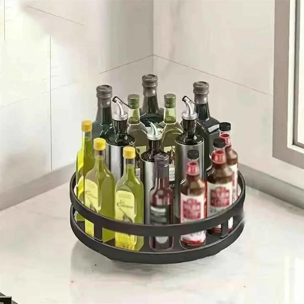 360°Rotatable Spice Storage Turntable Kitchen Organizer Rack Multifunctional Kitchen Accessories For Seasoning Countertop Storag
