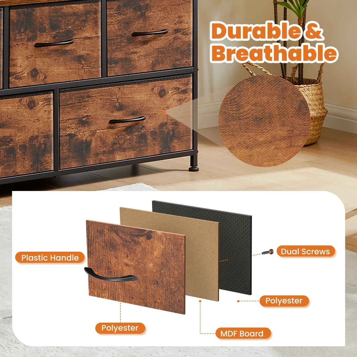 JHK Cabinet  With 5 Drawers. Storage, Multilayer Space Saving Cabinet Of Home Furniture