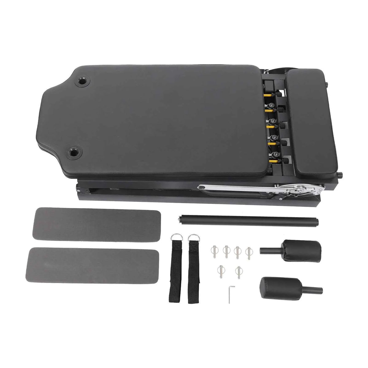 Foldable Pilates Reformer Machine Portable. Multifunctional Yoga Fitness. Grey/Black Use in Homes/Offices/Yoga Studios/Gyms