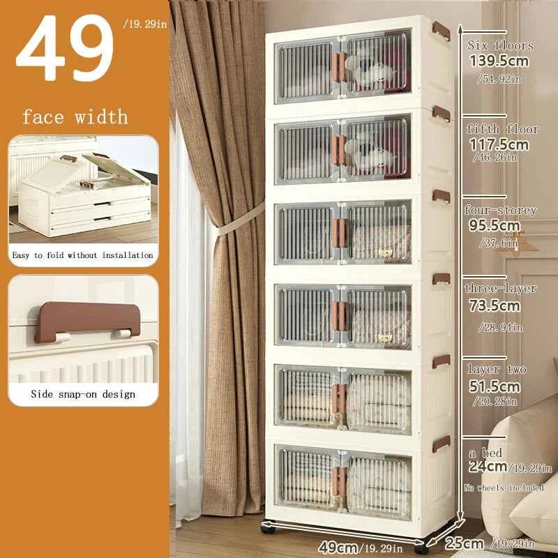 Foldable Storage Cabinet, No Installation Required, Multi-Layer Household Bedroom Clothes and Quilt Storage Cabinet, Extra-Large