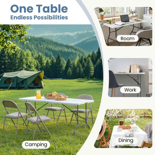 JHK Portable Folding Outdoor Camping or Hiking Table. Heavy Duty Foldable Table with Carrying Handle Safety Lock For Camping Furniture