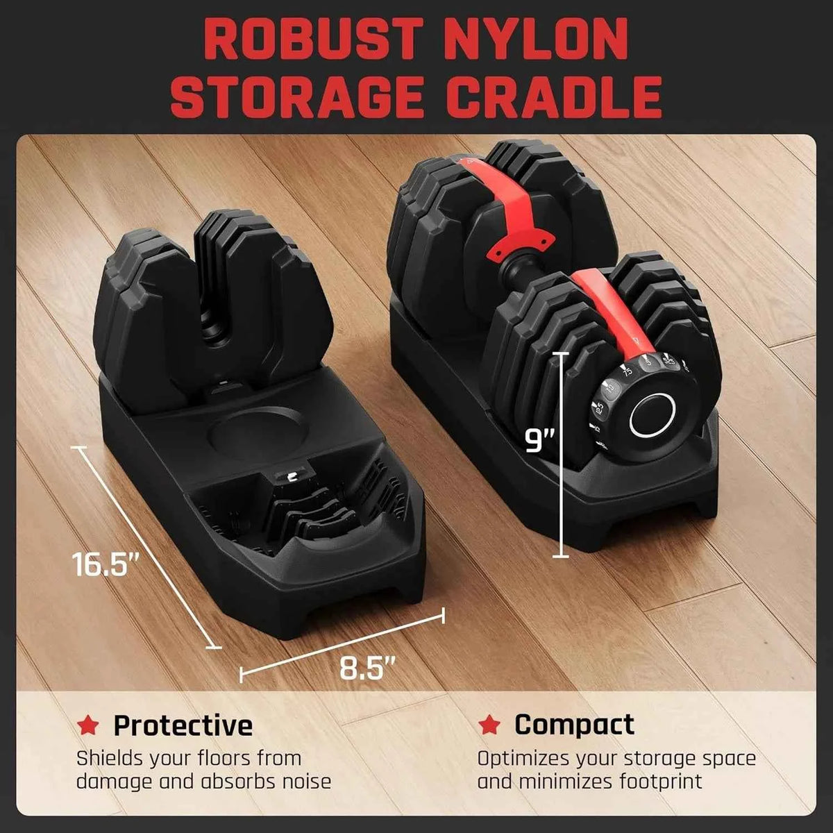 Adjustable Dumbbell Set 52.5 LBS. Fast Adjust Dumbbell Weight Set with Anti Slip Handle and Tray