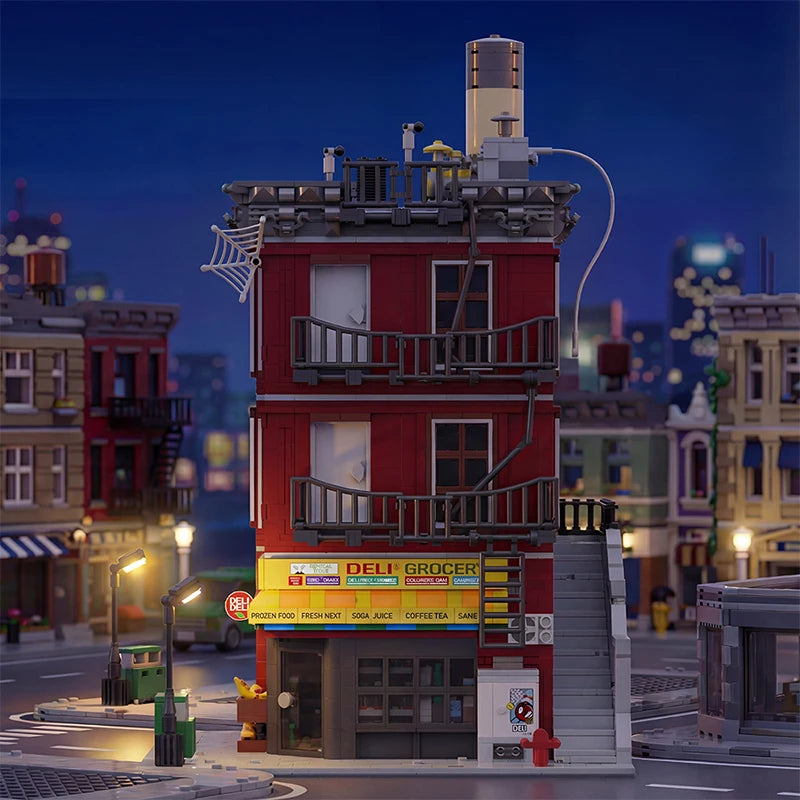 Spider Deli Apartment Building Blocks With 11 Figures. Films Hero Classic City Modular Assembly. Model Kit, Creative Gift 3559PCS